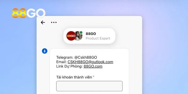 Live chat trên website chính thức 88go