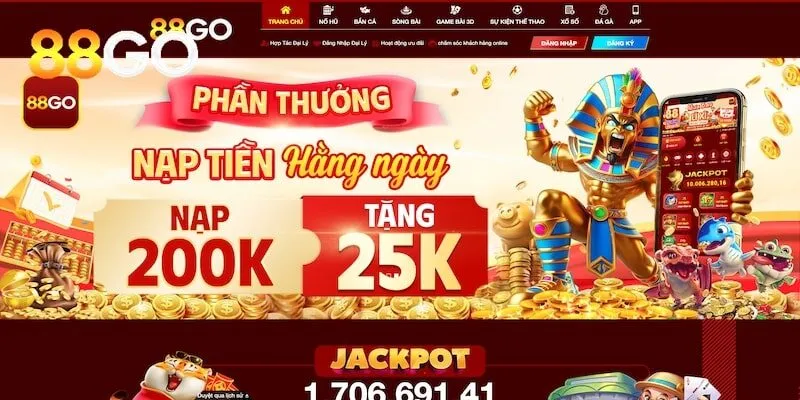 Hình ảnh trang web chính thức của Cổng game 88go